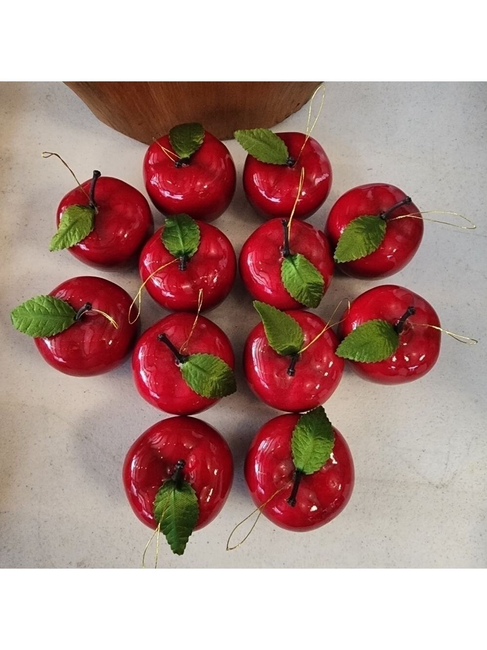 Vintage Large 3" Apple ornaments deep Red lot of 12